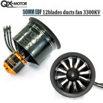 Original QX-MOTOR 50MM EDF 12 Blades Ducted Fan Motor QF2611 3300KV CW CCW With 1000W Control Board for Violent Fan Parts